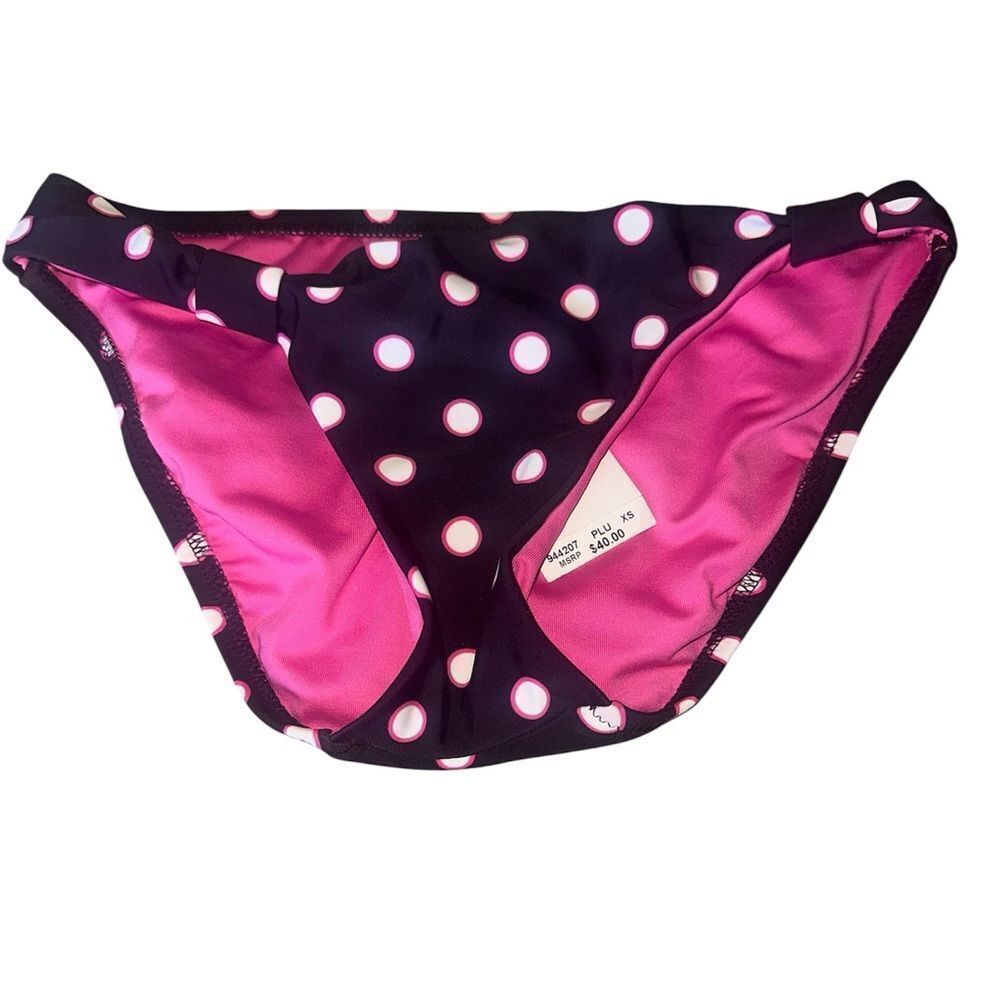 BECCA black, pink and white Polka Dot Swim Bottoms